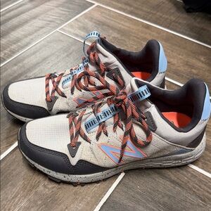 New Balance Gray, Light Blue & Coral Trail Sneakers